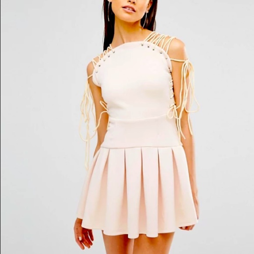 Lavish Alice Lace up shoulder dress